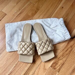 Bottega Veneta Beige Quilted Mules
